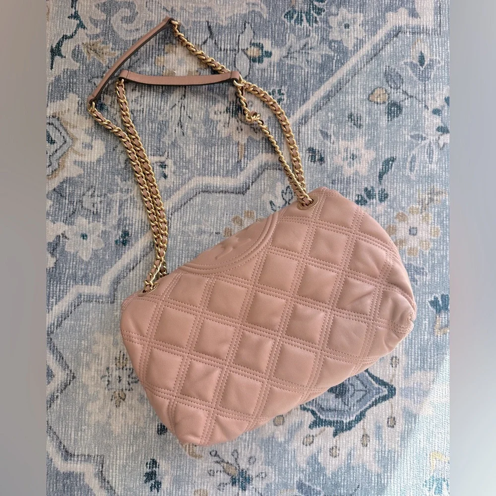 Tory Burch Fleming Soft Quilted Lambskin Leather Shoulder Bag In Pink Moon